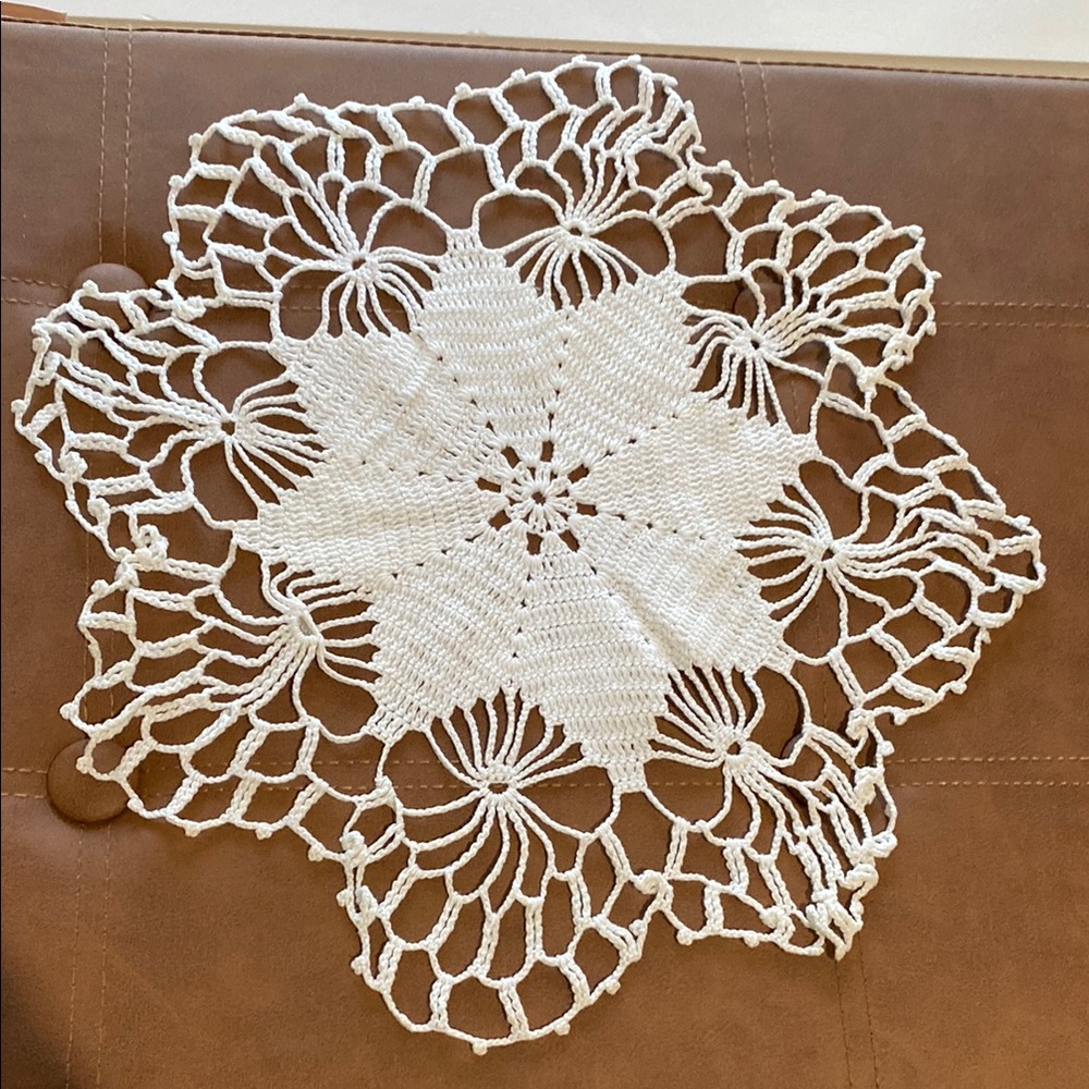 12” Vintage White Hand Crocheted Doily!